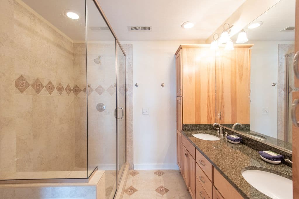 Primary bathroom with glass shower