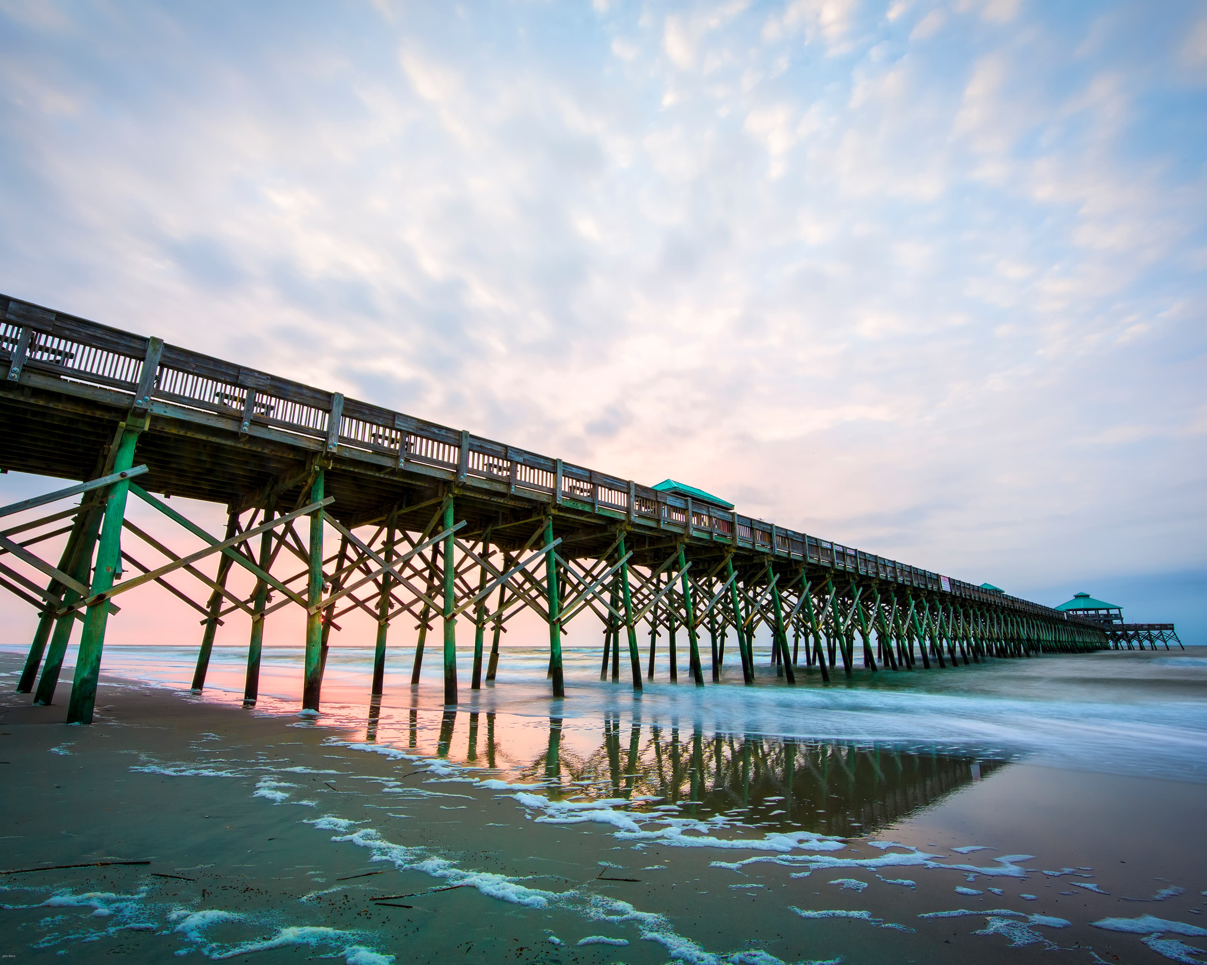 Historic color Folly Beach pier photograph